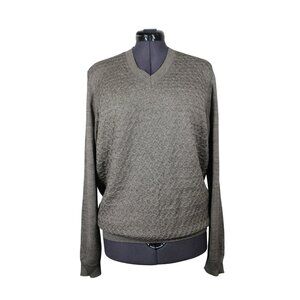 Joseph Abboud‎ men's merino wool blend textured v-neck pullover sweater L